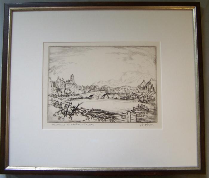 The Marne Chateau Thierry drypoint etching Lester Hornby c1918