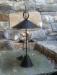 Vintage double tin adjustable candle stick lamp with shade c1950