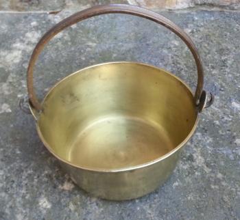 Image of Heavy solid brass swing handle bucket or pail c1800