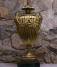 Gilt brass urn lamp with Bacchus motif c1900