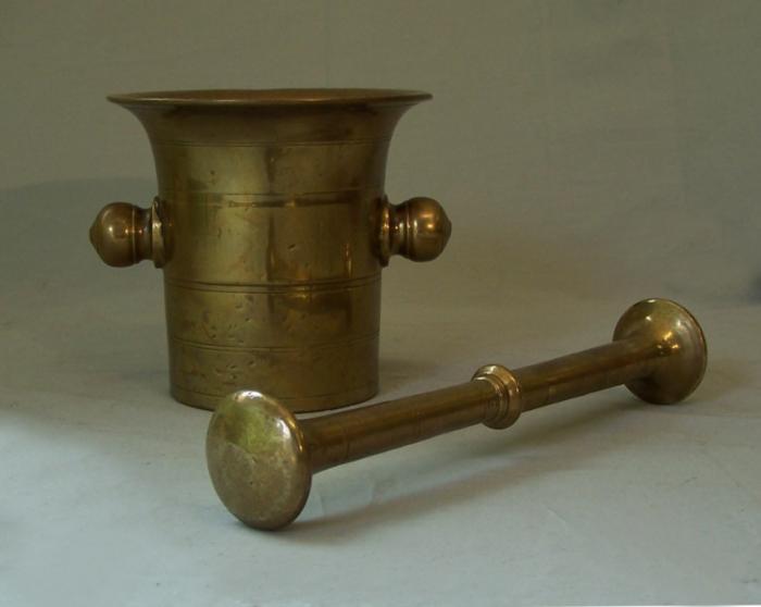 English 19thc bell metal brass apothecary mortar and pestle