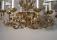 Pair hand wrought Italian gilt iron and tin chandeliers c1930