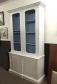 Chippendale style white and blue bookcase cabinet