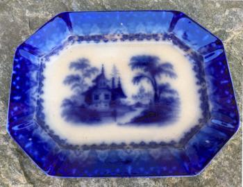 Image of T J & J Mayer Staffordshire ironstone Arabesque flow blue platter