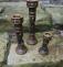 Antique Indian set of 3 candlesticks