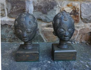Image of Pair of African pottery heads